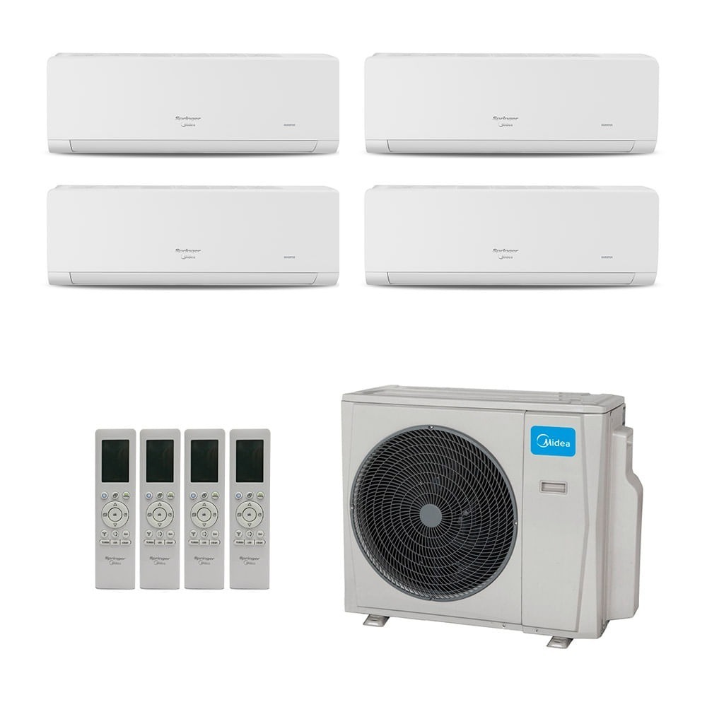 Ar-Condicionado Multi Split Inverter Midea 36.000 (3x Evap HW 9.000 + 1x Evap HW 18.000) Quente/Frio 220V