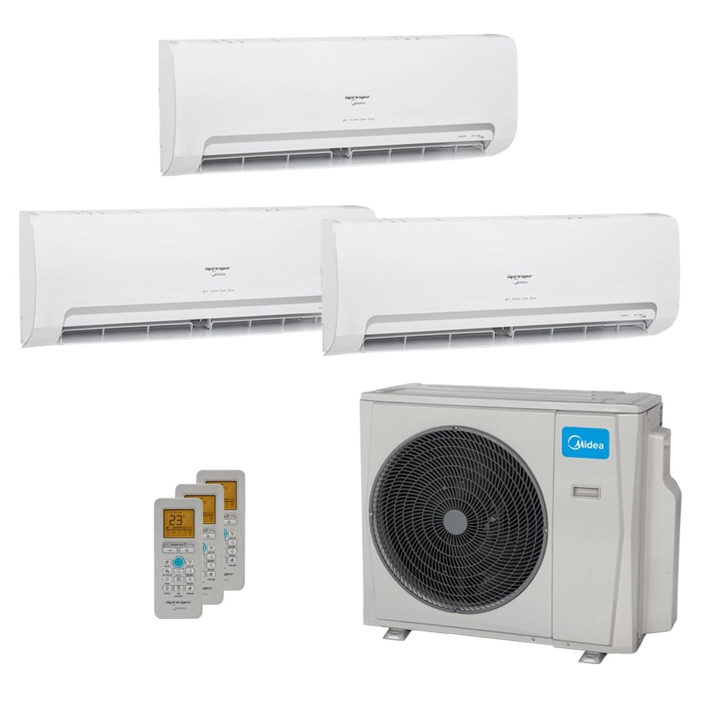Ar-Condicionado Multi Split Inverter Springer Midea 36.000 BTUs (1x Evap HW 9.000 + 1x Evap HW 12.000 + 1x Evap HW 24.000) Quente/Frio 220V