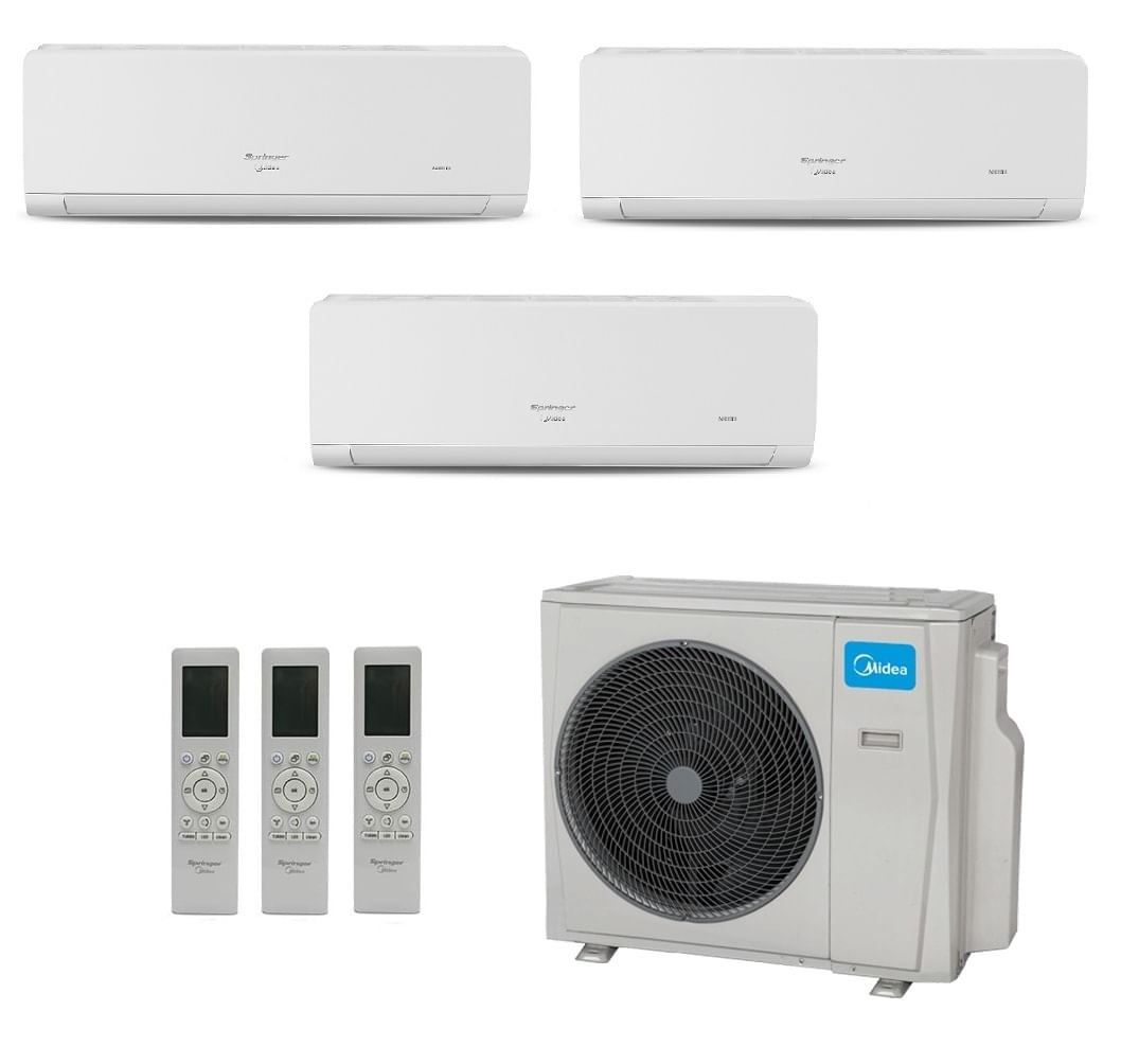 Ar-Condicionado Multi Split Inverter Springer Midea 36.000 BTUs (2x Evap HW 12.000 + 1x Evap HW 18.000) Quente/Frio 220V