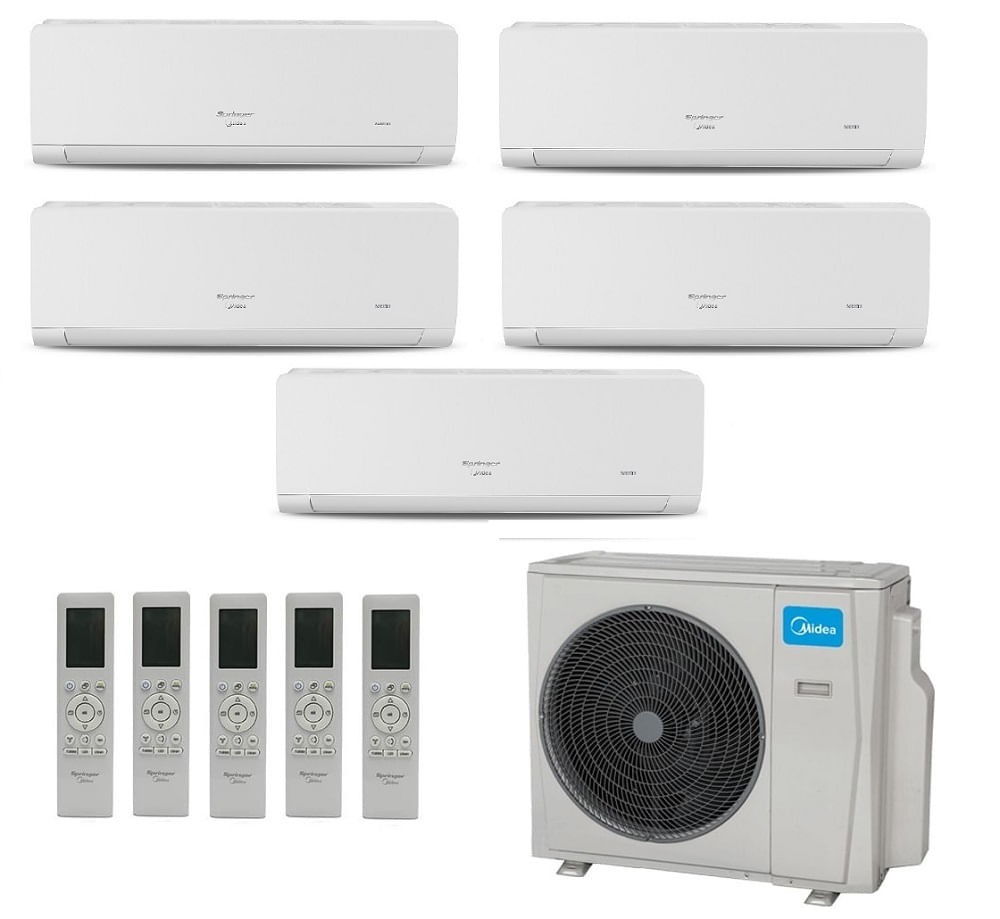 Ar-Condicionado Multi Split Inverter Midea 42.000 (3x Evap HW 9.000 + 1x Evap HW 12.000 + 1x Evap HW 18.000) Quente/Frio 220V