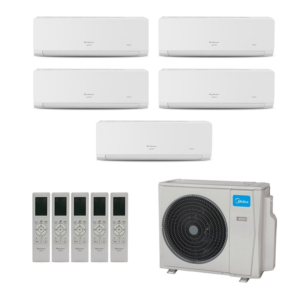 Ar-Condicionado Multi Split Inverter Midea 42.000 (4x Evap HW 9.000 + 1x Evap HW 12.000) Quente/Frio 220V
