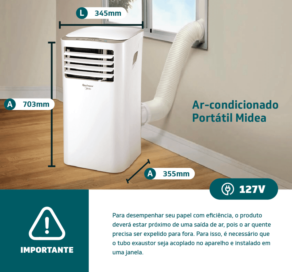 Ar-Condicionado Portátil Springer Midea 12.000 BTUs Só Frio 127V