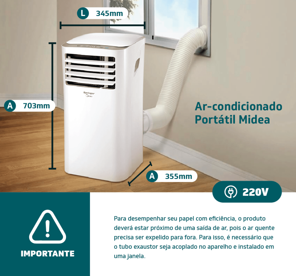 Ar-Condicionado Portátil Springer Midea 12.000 BTUs Só Frio 220V