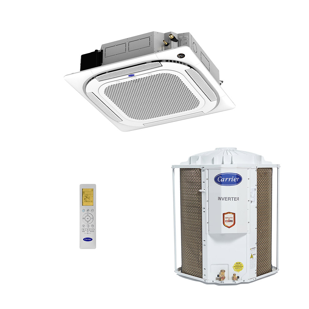 Ar-Condicionado Split Cassete 4 Vias Inverter Carrier Connect 18.000 BTUs R-32 Quente/Frio 220V Monofásico