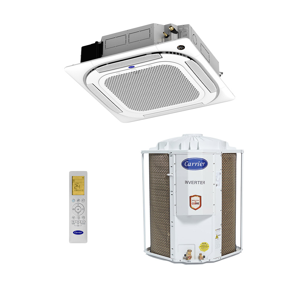 Ar-Condicionado Split Cassete 4 Vias Inverter Carrier Connect 58.000 BTUs R-32 Quente/Frio 220V Monofásico