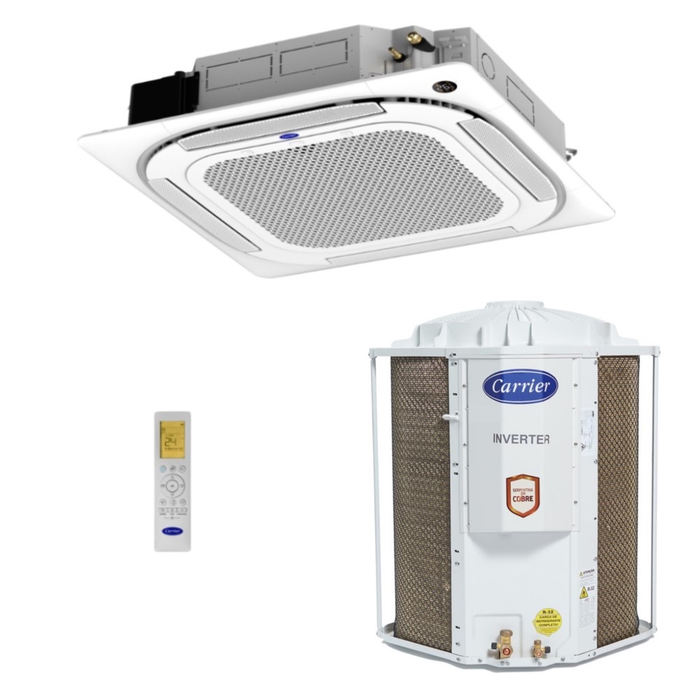 Ar-Condicionado Split Cassete Inverter 4 Vias Carrier Connect 48.000 BTUs R-32 Só Frio 220V Monofásico