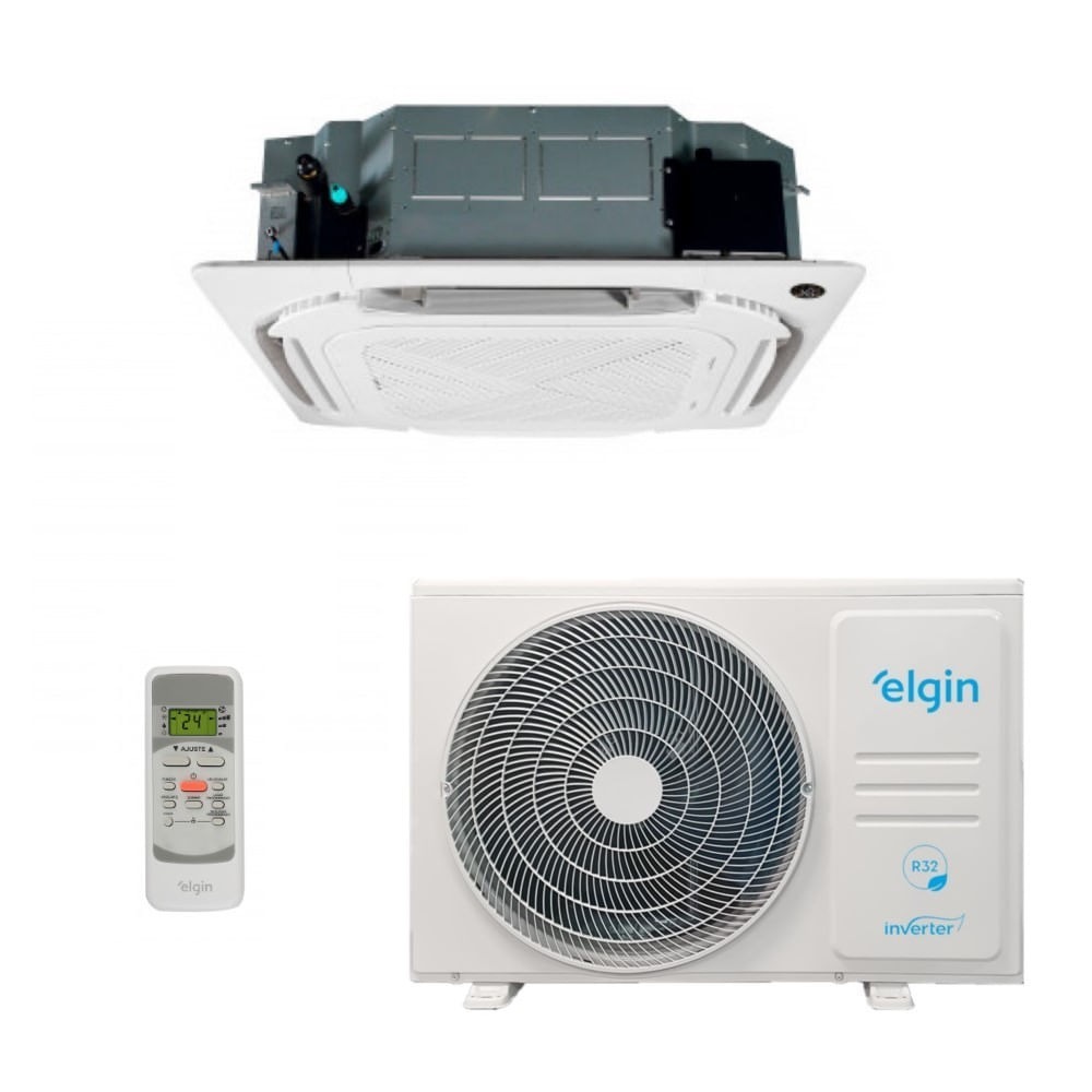Ar-Condicionado Split Cassete Inverter 4 Vias R-32 Elgin Eco 18.000 BTUs Quente/Frio 220V Monofásico