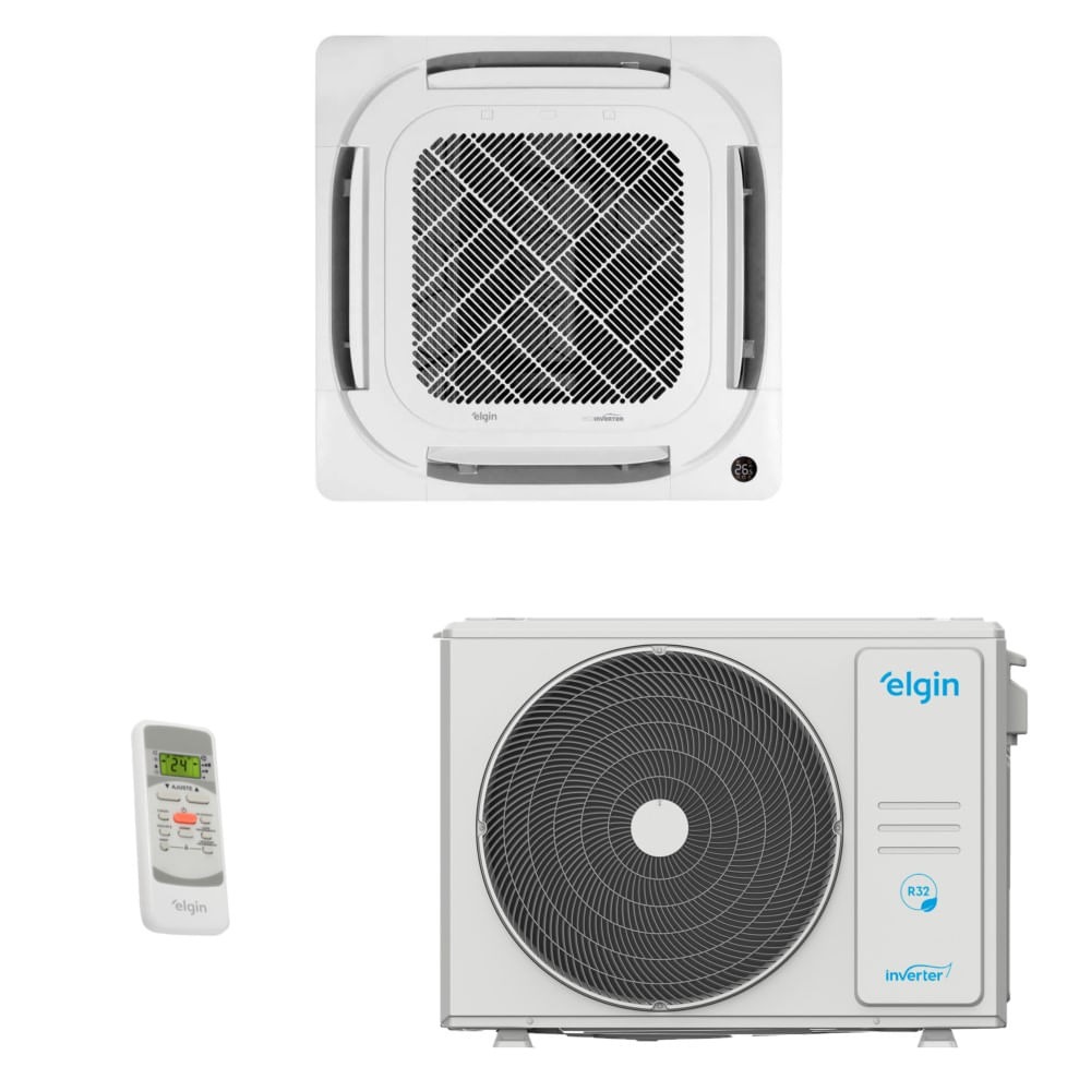 Ar-Condicionado Split Cassete Inverter 4 Vias R-32 Elgin Eco 30.000 BTUs Quente/Frio 220V Monofásico