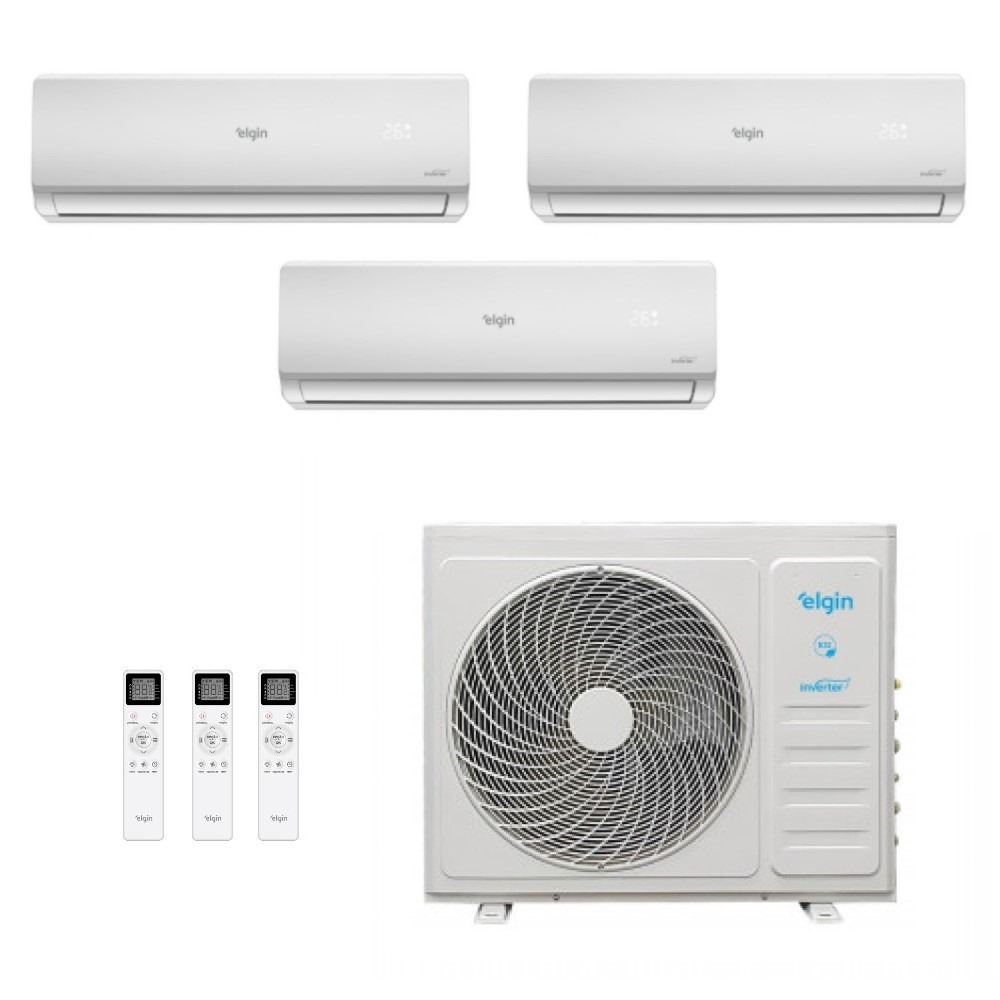 Ar-Condicionado Tri Split Inverter Elgin 27.000 (2x Evap HW 9.000 + 1x Evap HW 18.000) Quente/Frio 220V Ar-Condicionado Tri Split Inverter Elgin 27.000 (2x Evap HW 9.000 + 1x Evap HW 18.000) Quente/Frio 220V