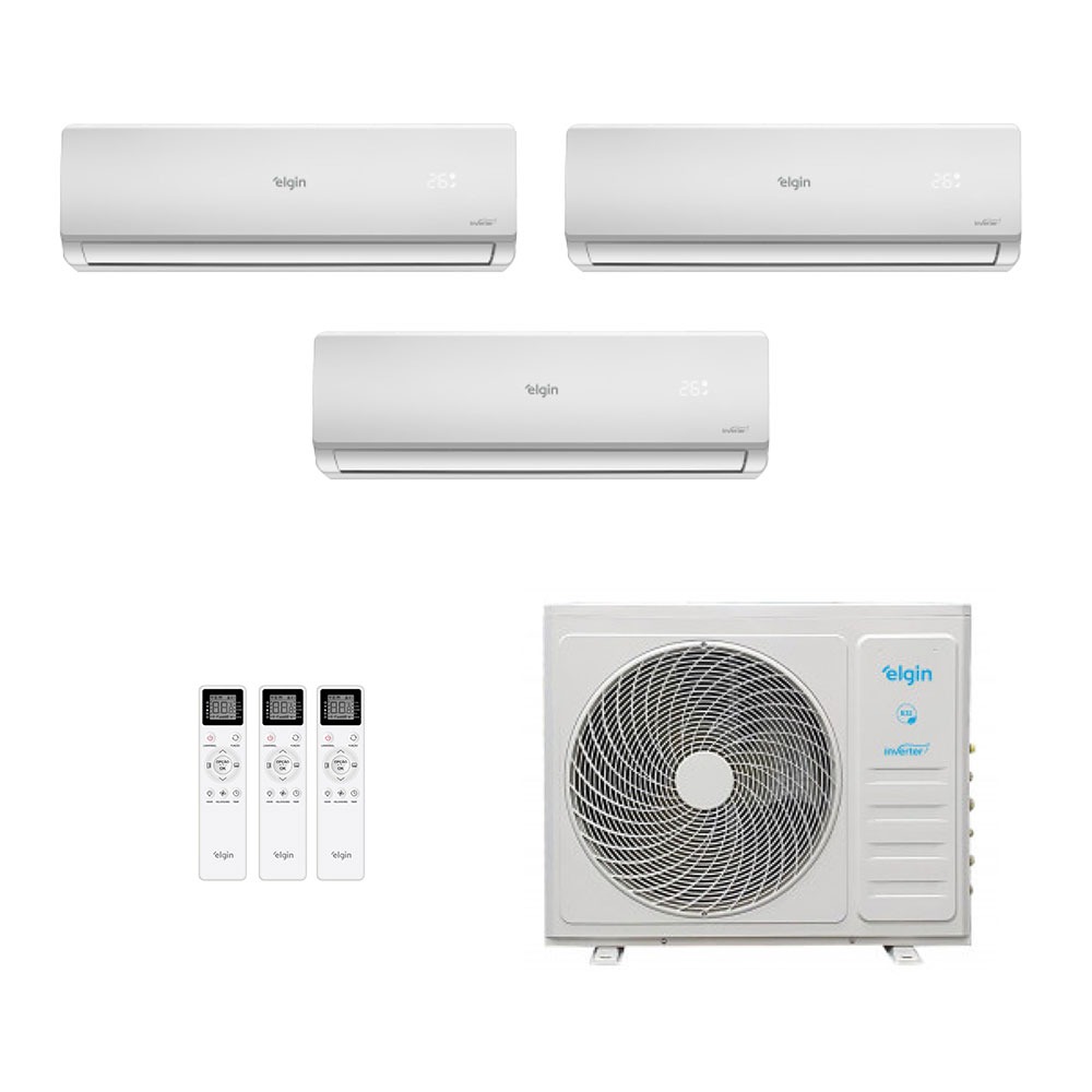 Ar-CondicionadoTri Split Inverter Elgin 27.000 (1x Evap HW 9.000 + 2x Evap HW 12.000) Quente/Frio 220V	