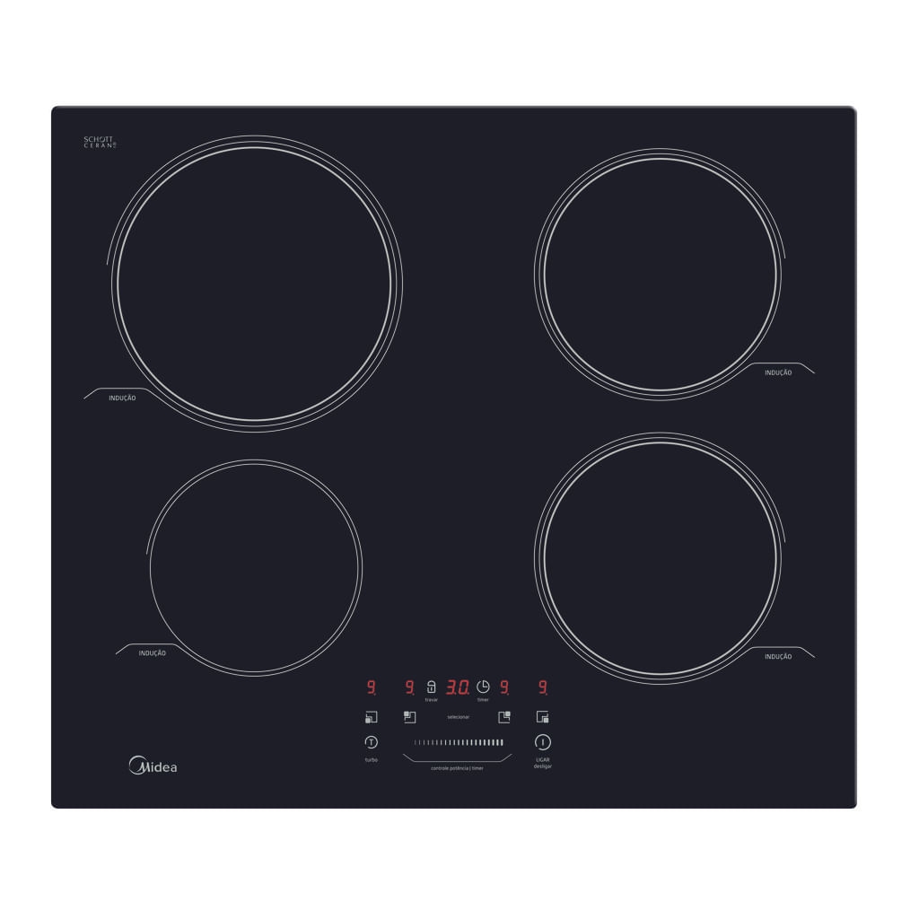 Cooktop 4 Bocas Midea Indução Vitrocerâmico 220V