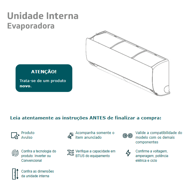 Evaporadora Avulsa HW Inverter TCL Elite Series A2 9.000 BTUs Frio 220V - AVULSO