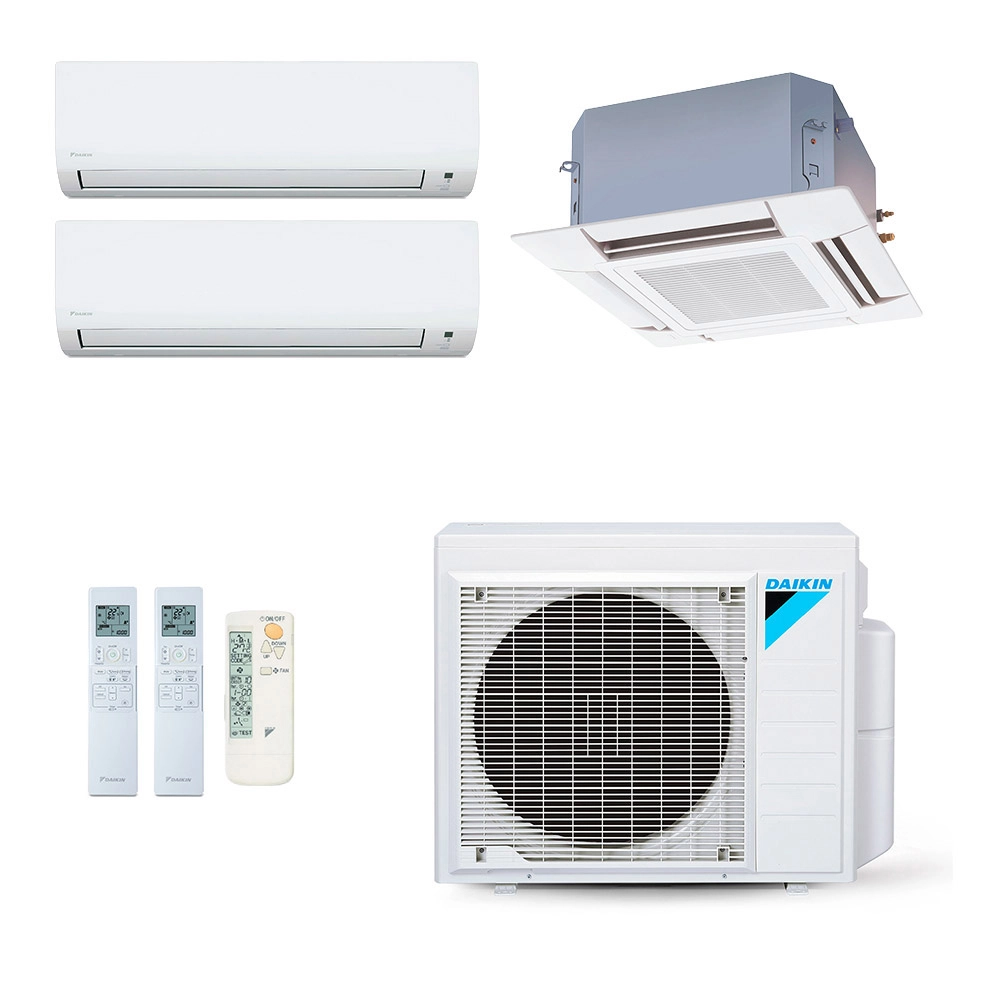 Ar-Condicionado Multi Split Inverter Daikin 24.000 (2x Evap HW 9.000 + 1x Evap Cassete 4 Vias 12.000) Quente/Frio 220V