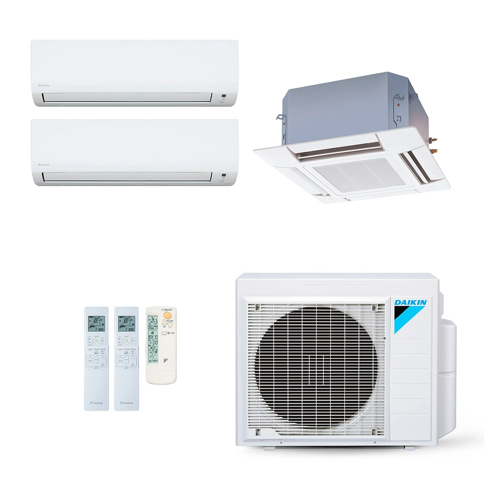 Ar-Condicionado Multi Split Inverter Daikin 34.000 (1x Evap HW 9.000 + 1x Evap HW 18.000 + 1x Evap Cassete 4 Vias 20.000) Quente/Frio 220V