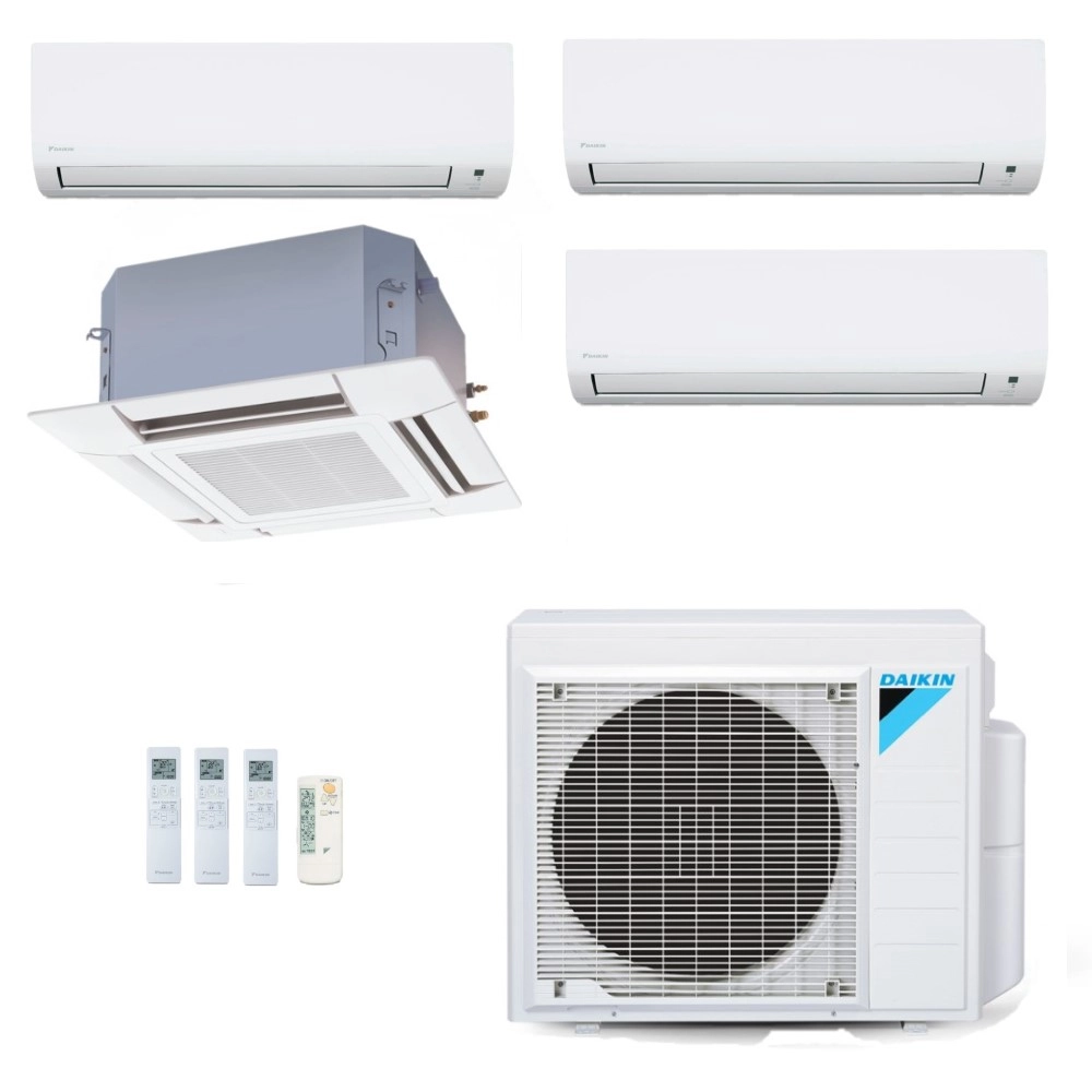 Ar-Condicionado Multi Split Inverter Daikin 34.000 (3x Evap HW 9.000 + 1x Evap Cassete 4 Vias 20.000) Quente/Frio 220V