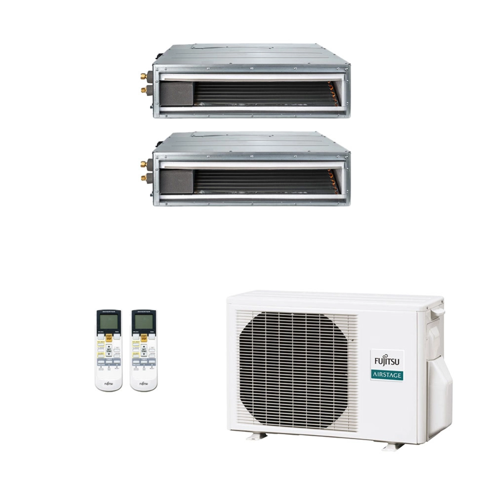 Ar-Condicionado Multi Split Inverter Fujitsu 18.000 BTUs (2x Evap Duto 9.000) Quente/Frio 220V
