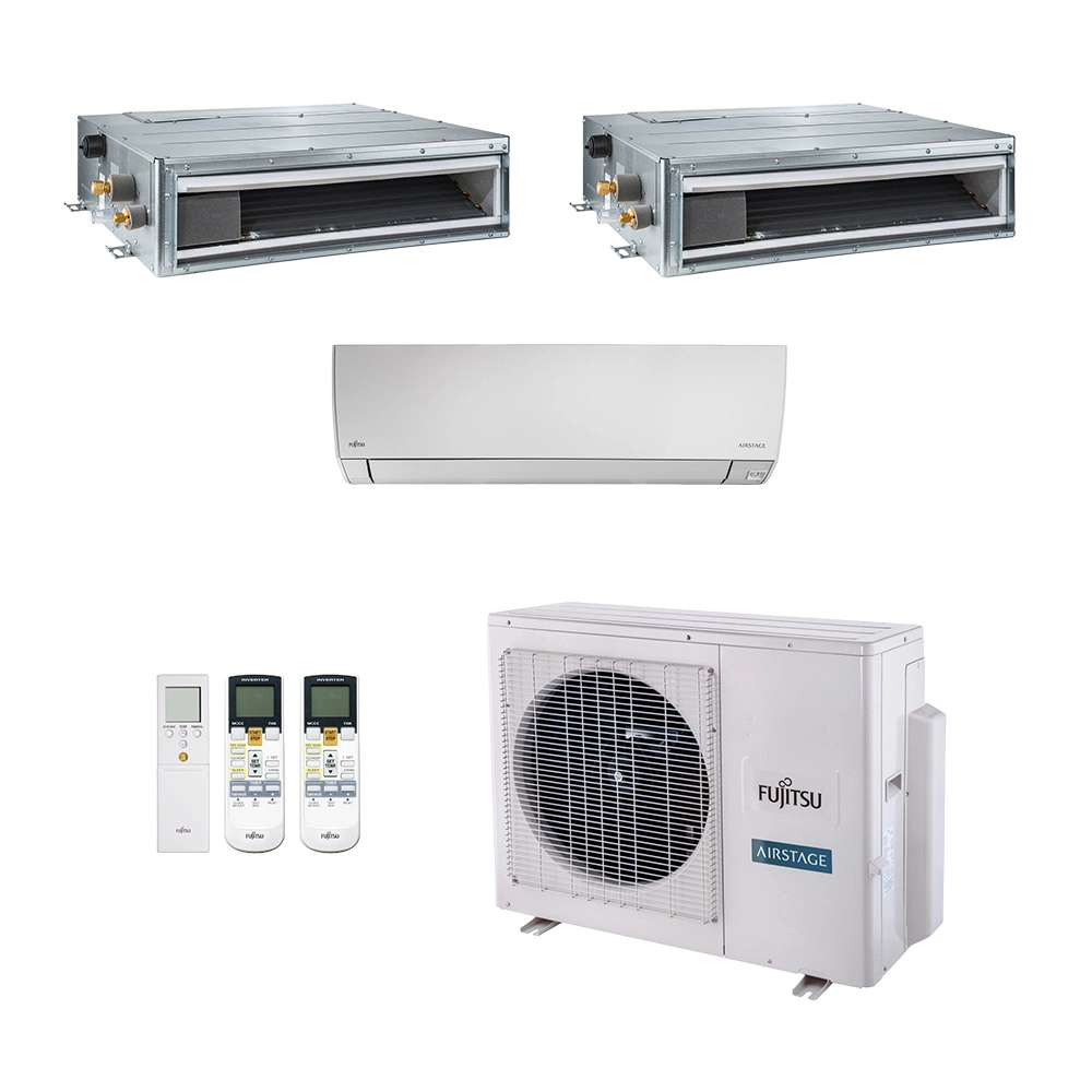 Ar-Condicionado Multi Split Inverter Fujitsu 23.000 (1x Evap HW 7.000 + 1x Evap Duto 9.000 + 1x Evap Duto 12.000) Quente/Frio 220V