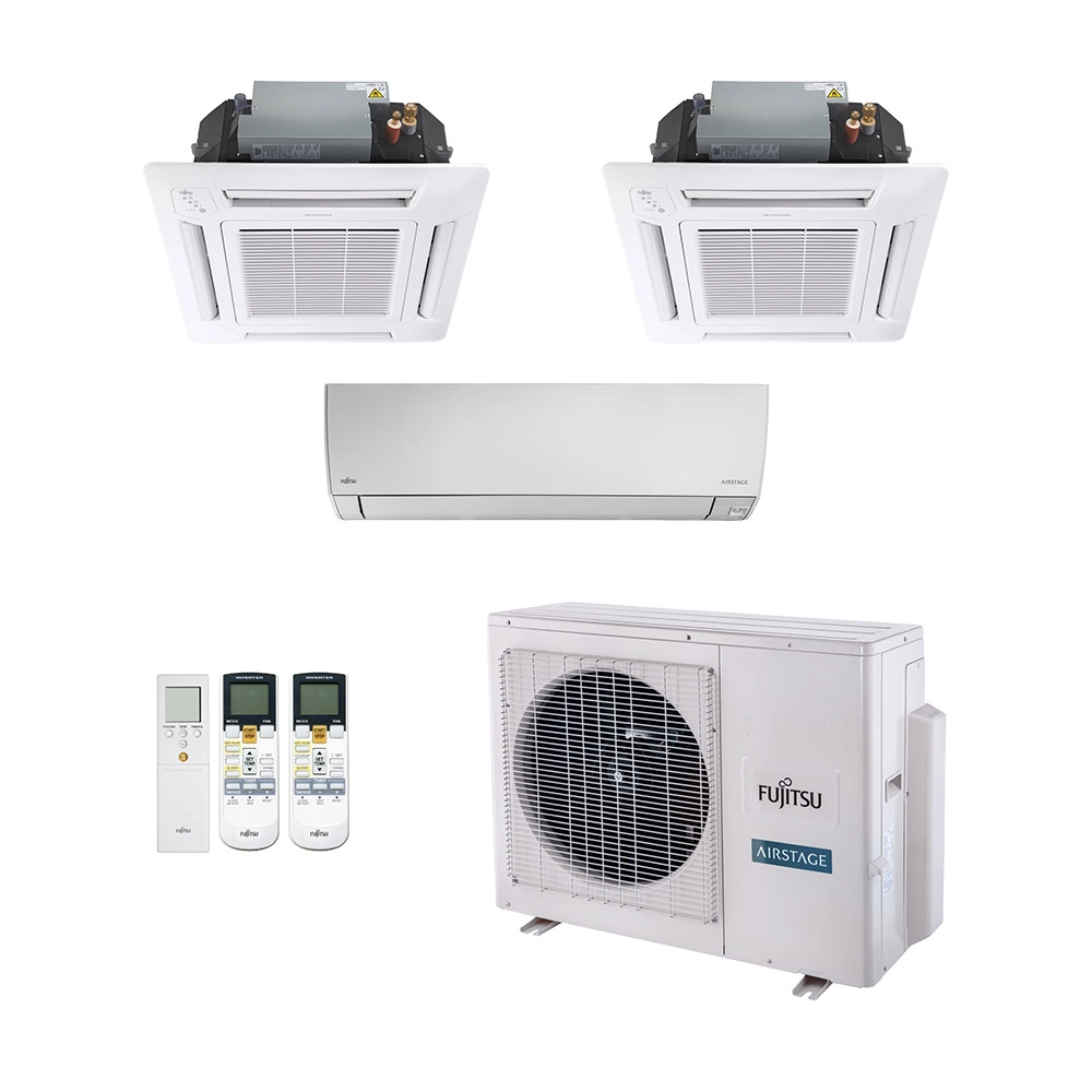 Ar-Condicionado Multi Split Inverter Fujitsu 23.000 (1x Evap HW 9.000 + 2x Evap Cassete 4 Vias 9.000) Quente/Frio 220V