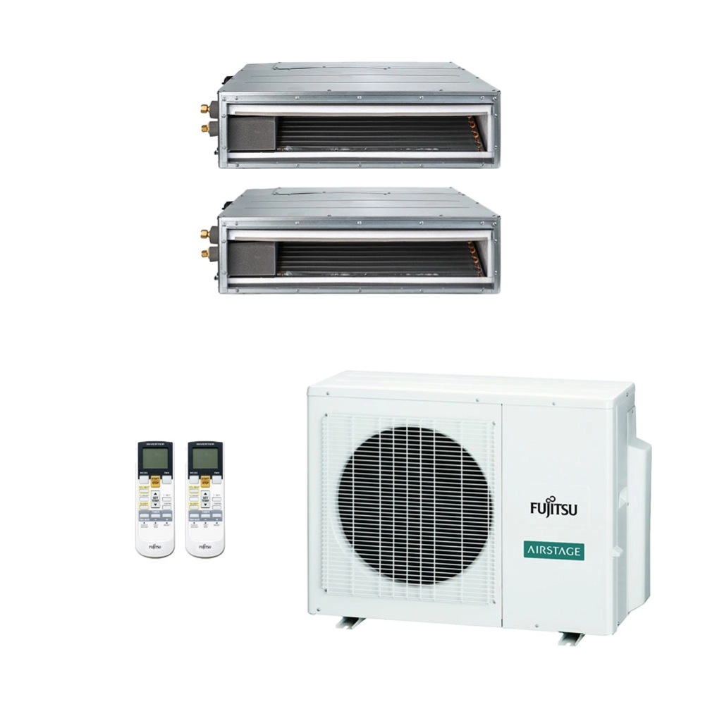 Ar-Condicionado Multi Split Inverter Fujitsu 23.000 BTUs (2x Evap Duto 12.000) Quente/Frio 220V