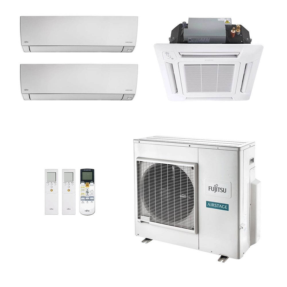 Ar-Condicionado Multi Split Inverter Fujitsu 35.000 (2x Evap HW 9.000 + 1x Evap Cassete 4 Vias 18.000) Quente/Frio 220V Ar-Condicionado Multi Split Inverter Fujitsu 35.000 (2x Evap HW 9.000 + 1x Evap Cassete 4 Vias 18.000) Quente/Frio 220V
