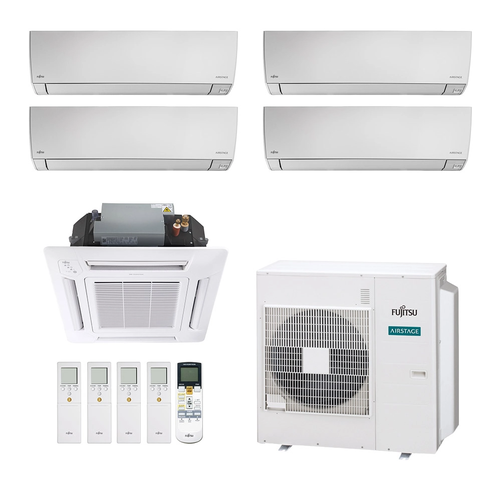 Ar-Condicionado Multi Split Inverter Fujitsu 45.000 (2x Evap HW 7.000 + 2x Evap HW 12.000 + 1x Evap Cassete 4 Vias 18.000) Quente/Frio 220V Ar-Condicionado Multi Split Inverter Fujitsu 45.000 (2x Evap HW 7.000 + 2x Evap HW 12.000 + 1x Evap Cassete 4 Vias 18.000) Quente/Frio 220V