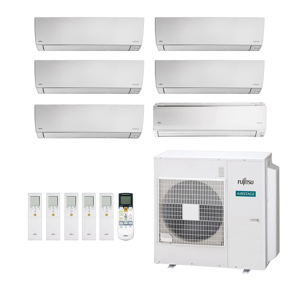 Ar-Condicionado Multi Split Inverter Fujitsu 45.000 (2x Evap HW 7.000 + 2x Evap HW 9.000 + 1x Evap HW 12.000 + 1x Evap HW 18.000) Quente/Frio 220V