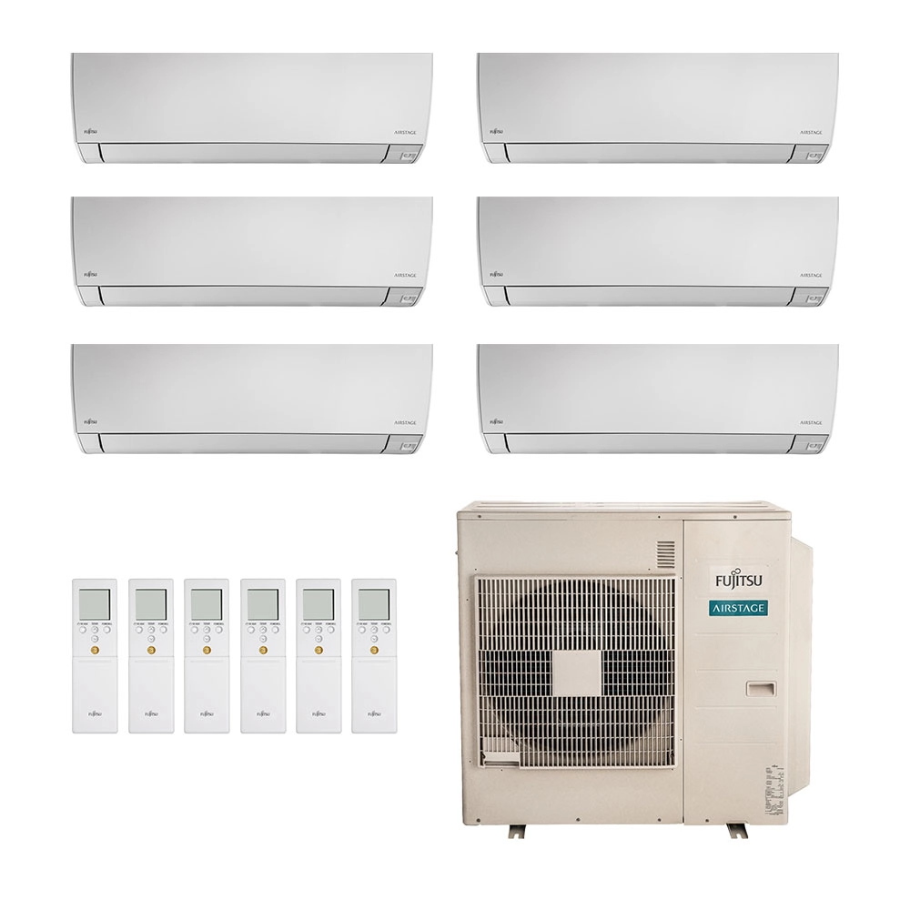 Ar-Condicionado Multi Split Inverter Fujitsu 45.000 (2x Evap HW 7.000 + 2x Evap HW 9.000 + 2x Evap HW 12.000) Quente/Frio 220V