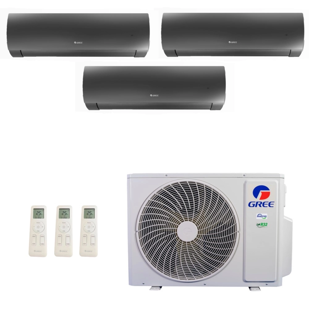 Ar-Condicionado Multi Split Inverter Gree 24.000 (2x Evap HW 9.000 + 1x Evap HW 18.000) Quente/Frio 220V