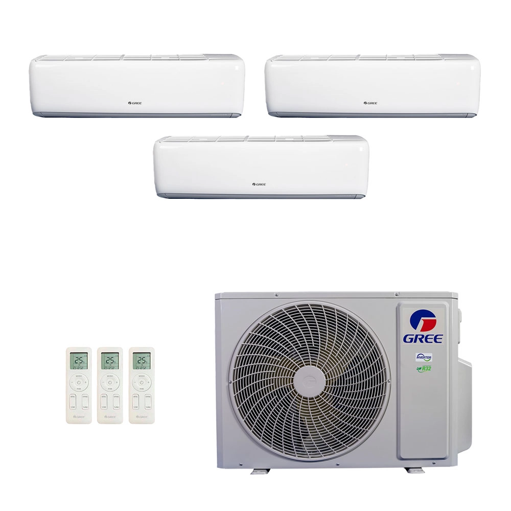 Ar-Condicionado Multi Split Inverter Gree 30.000 (2x Evap HW 9.000 + 1x Evap HW 18.000) Quente/Frio 220V								