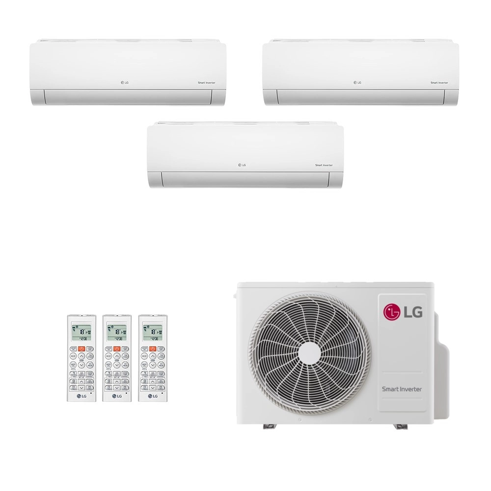 Ar-Condicionado Multi Split Inverter LG 24.000 (2x Evap HW 9.000 + 1x Evap HW 12.000) Só Frio 220V