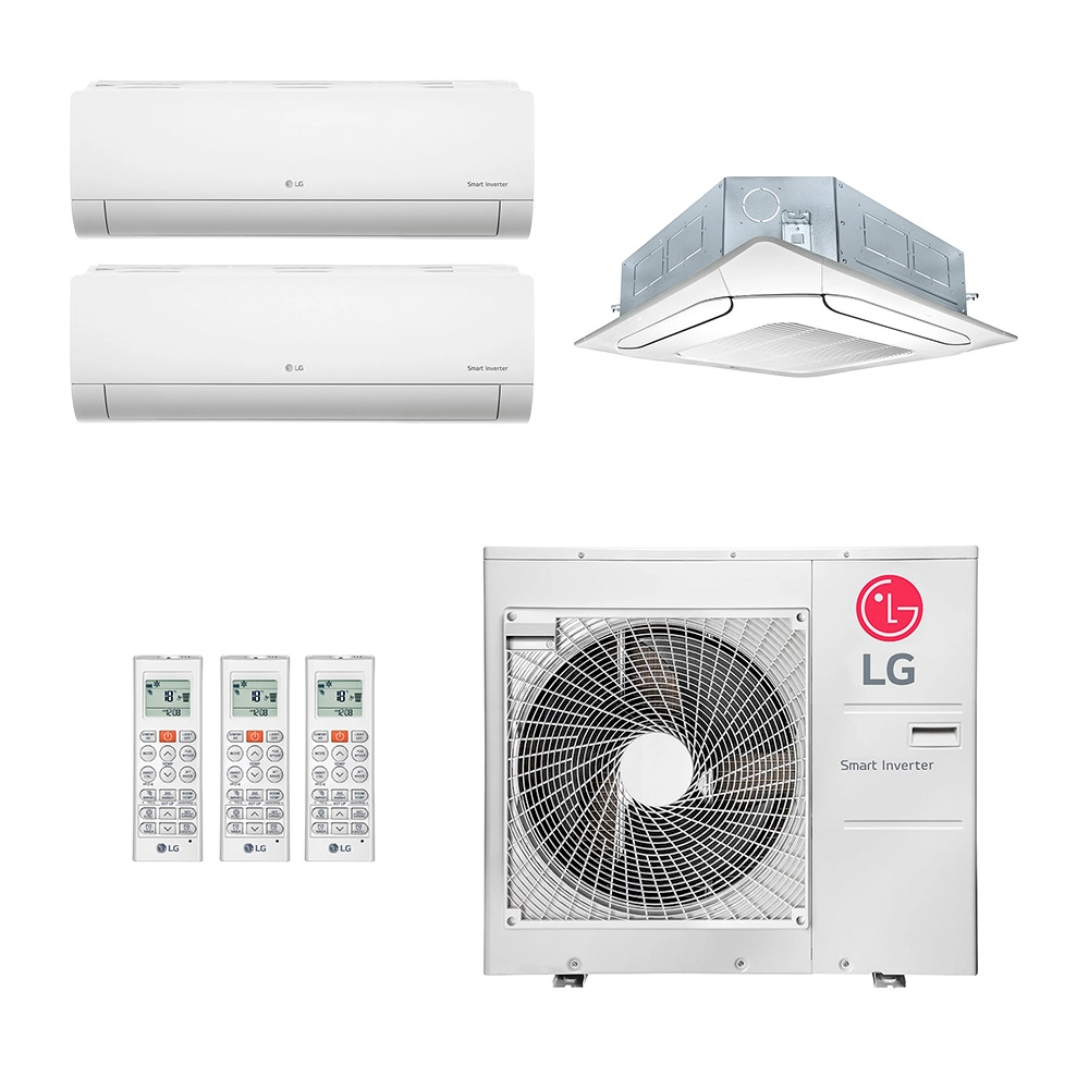 Ar-Condicionado Multi Split Inverter LG 30.000 (2x Evap HW 9.000 + 1x Evap Cassete 4 Vias 24.000) Quente/Frio 220V