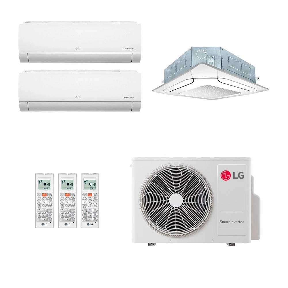 Ar-Condicionado Multi Split Inverter LG 30.000 (2x Evap HW 9.000 + 1x Evap Cassete 4 Vias 24.000) Só Frio 220V