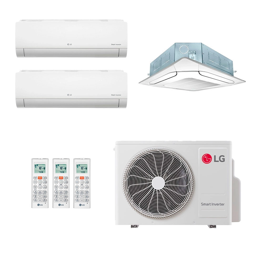 Ar-Condicionado Multi Split Inverter LG 36.000 (2x Evap HW 9.000 + 1x Evap Cassete 4 Vias 24.000) Só Frio 220V
