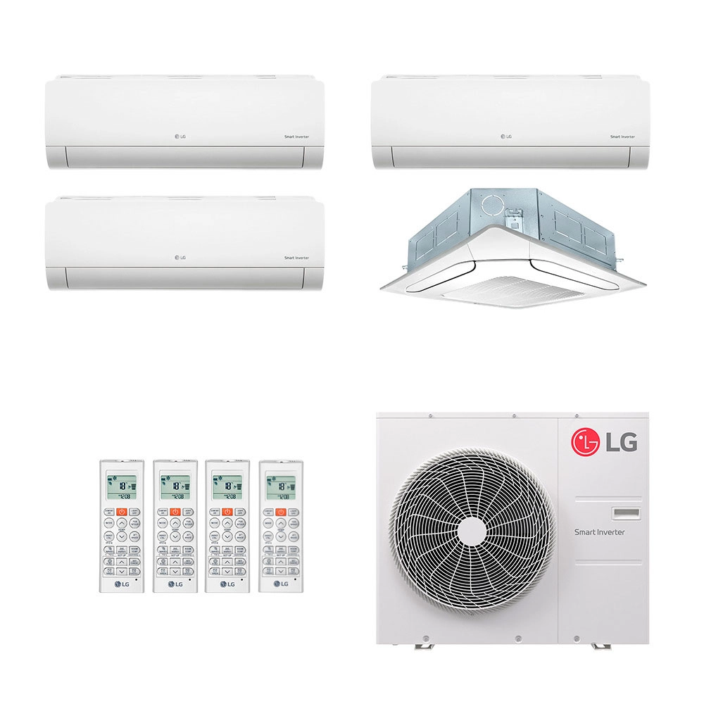 Ar-Condicionado Multi Split Inverter LG 48.000 (1x Evap HW 7.000 + 1x Evap HW 9.000 + 1x Evap HW 18.000 + 1x Evap Cassete 4 Vias 24.000) Só Frio 220V