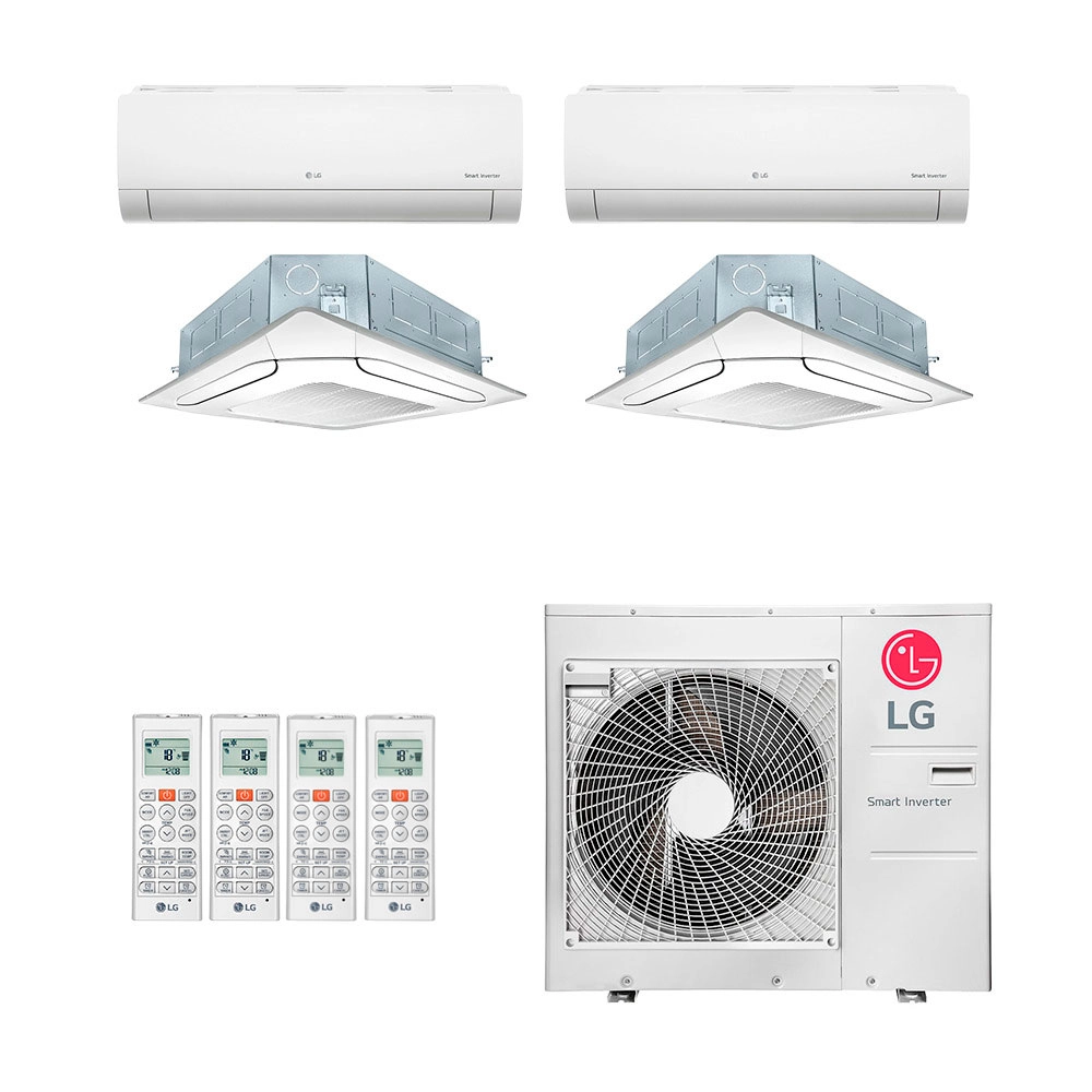 Ar-Condicionado Multi Split Inverter LG 48.000 (1x Evap HW 9.000 + 1x Evap HW 18.000 + 2x Evap Cassete 4 Vias 24.000) Quente/Frio 220V