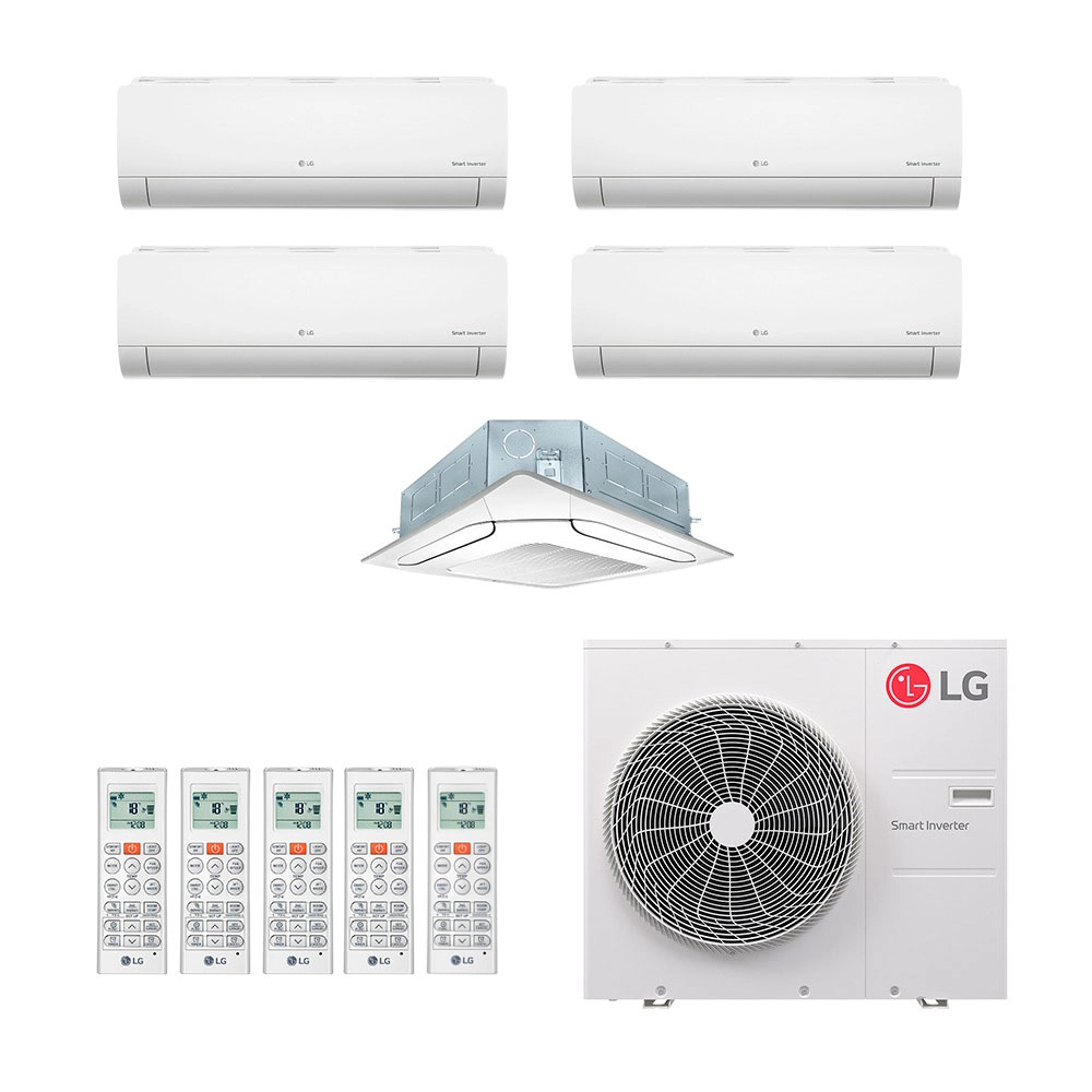 Ar-Condicionado Multi Split Inverter LG 54.000 (3x Evap HW 9.000 + 1x Evap HW 18.000 + 1x Evap Cassete 4 Vias 24.000) Só Frio 220V