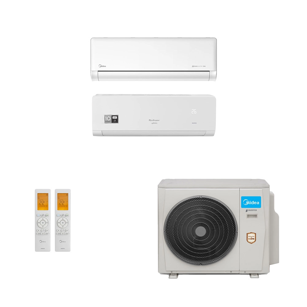 Ar-Condicionado Multi Split Inverter Midea 18.000 (1x Evap HW 9.000 + 1x Evap HW 12.000) Quente/Frio 220V								