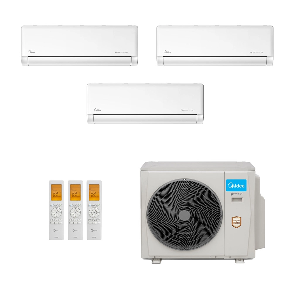 Ar-Condicionado Multi Split Inverter Midea 27.000 (1x Evap HW 9.000 + 2x Evap HW 12.000) Quente/Frio 220V								