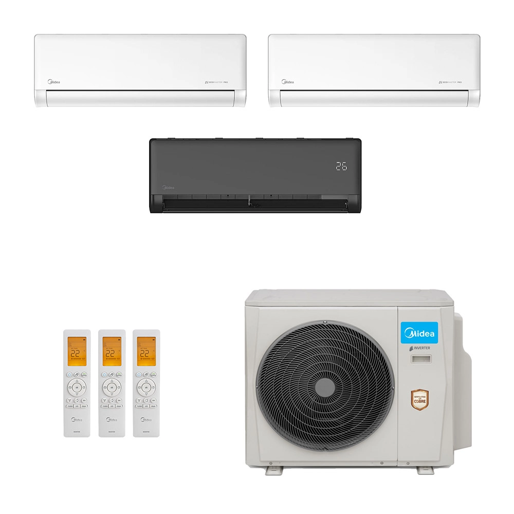 Ar-condicionado Multi Split Inverter Midea 36.000 (2x Evap HW 9.000 + 1x Evap HW 24.000) Quente/Frio 220V