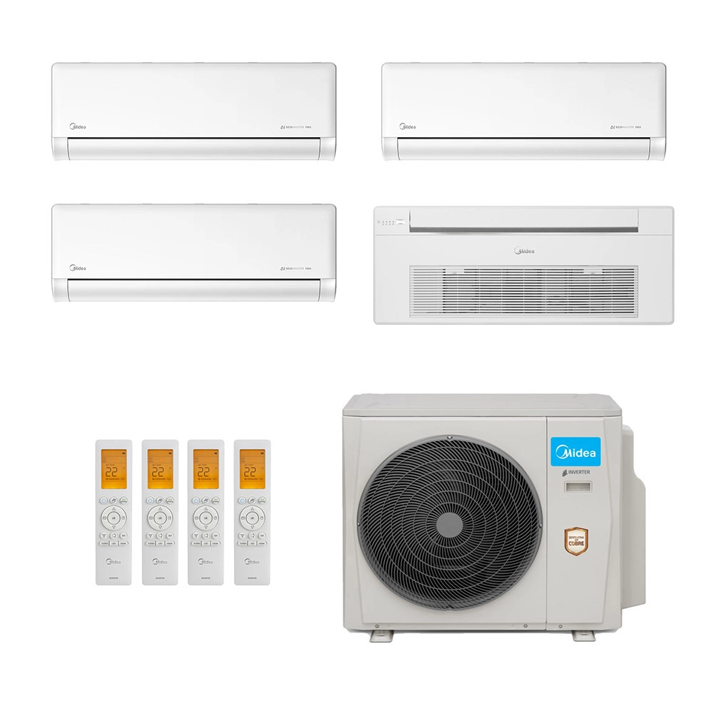 Ar-Condicionado Multi Split Inverter Midea 42.000 (3x Evap HW 12.000 + 1x Evap Cassete 1 Via 18.000) Quente/Frio 220V