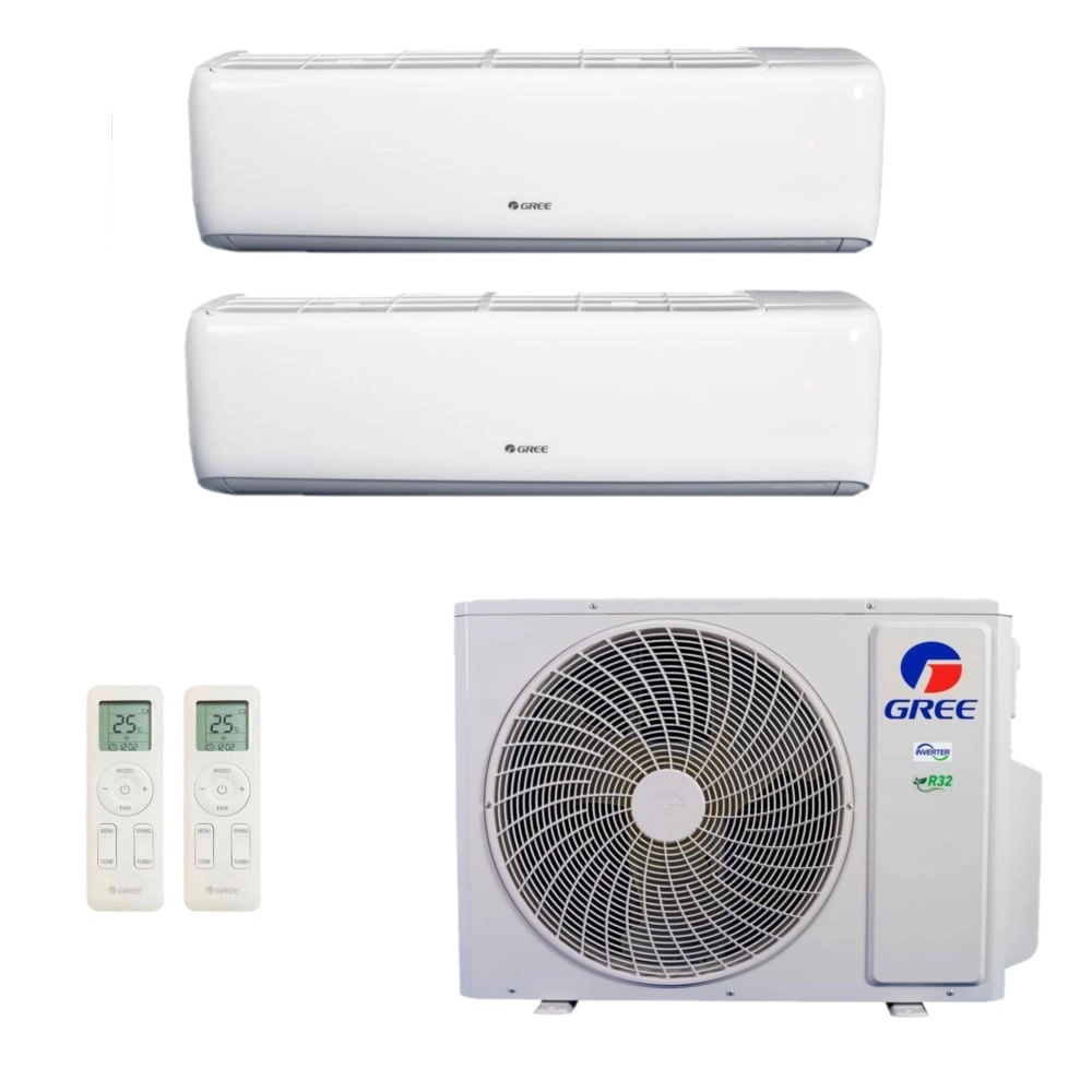 Ar-Condicionado Multi Split Inverter R-32 Gree 18.000 (1x Evap HW 9.000 + 1x Evap HW 12.000) Quente/Frio 220V