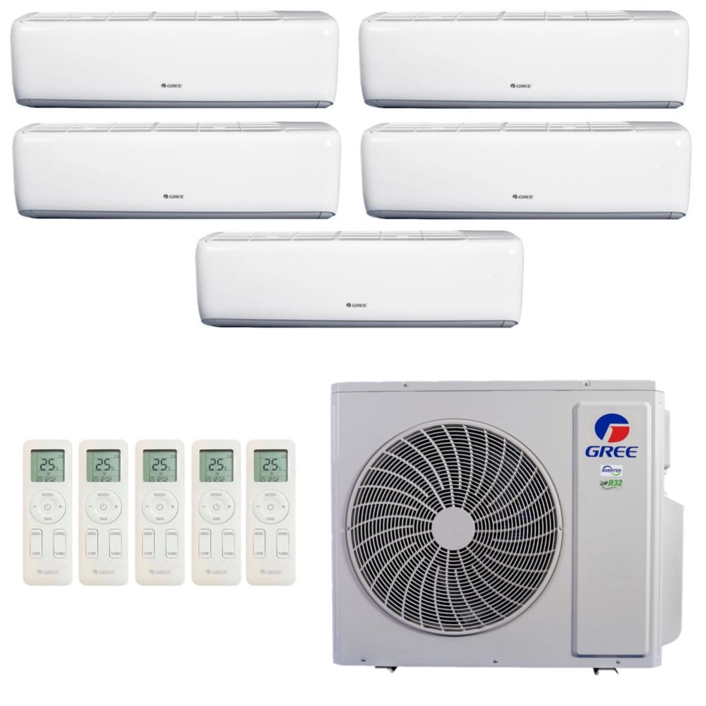 Ar-Condicionado Multi Split Inverter R-32 Gree 42.000 (3x Evap HW 9.000 + 2x Evap HW 18.000) Quente/Frio 220V Ar-Condicionado Multi Split Inverter R-32 Gree 42.000 (3x Evap HW 9.000 + 2x Evap HW 18.000) Quente/Frio 220V