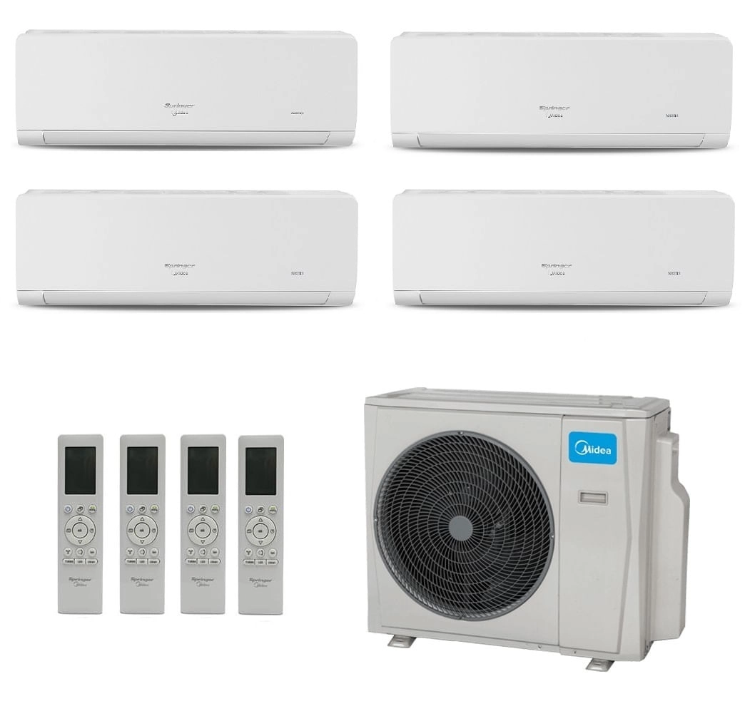 Ar-Condicionado Multi Split Inverter Midea 42.000 (1x Evap HW 9.000 + 3x Evap HW 12.000) Quente/Frio 220V