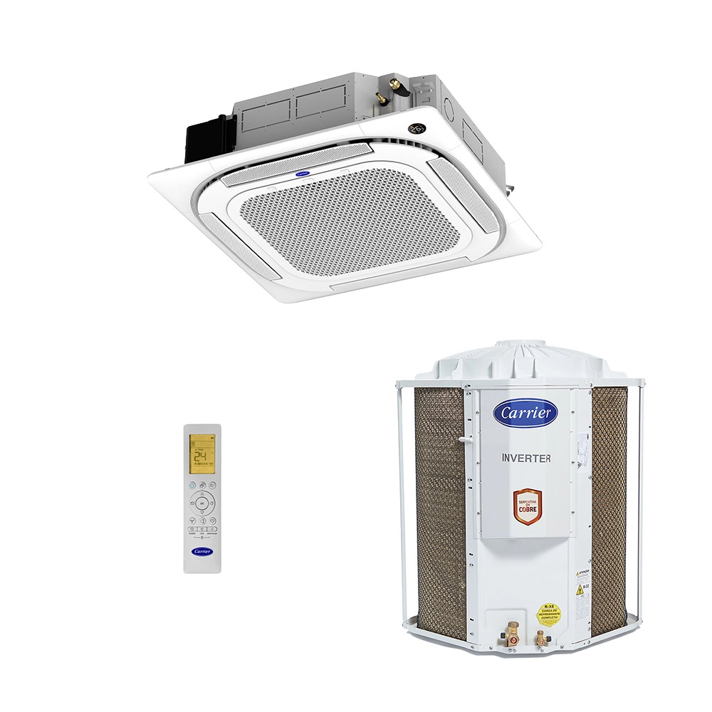 Ar-Condicionado Split Cassete 4 Vias Inverter Carrier Connect 18.000 BTUs R-32 Quente/Frio 220V Monofásico Ar-Condicionado Split Cassete 4 Vias Inverter Carrier Connect 18.000 BTUs R-32 Quente/Frio 220V Monofásico