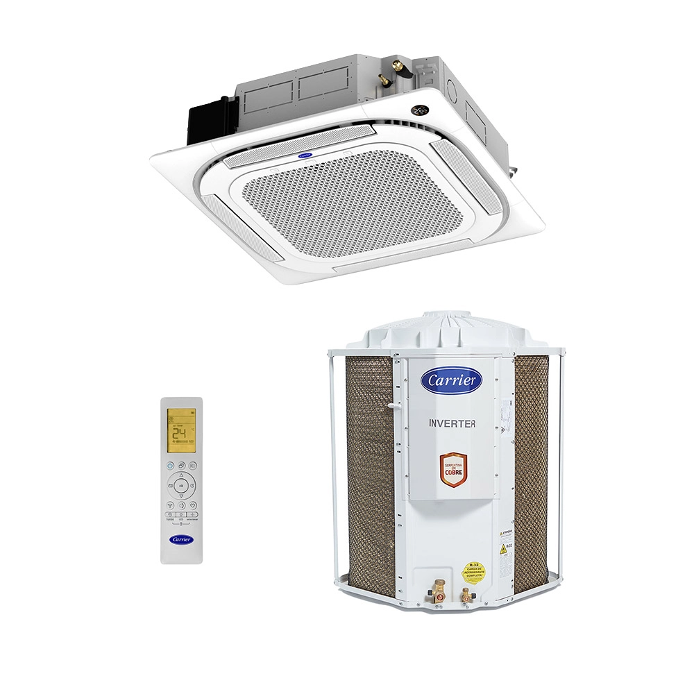 Ar-Condicionado Split Cassete 4 Vias Inverter Carrier Connect 58.000 BTUs R-32 Quente/Frio 220V Monofásico