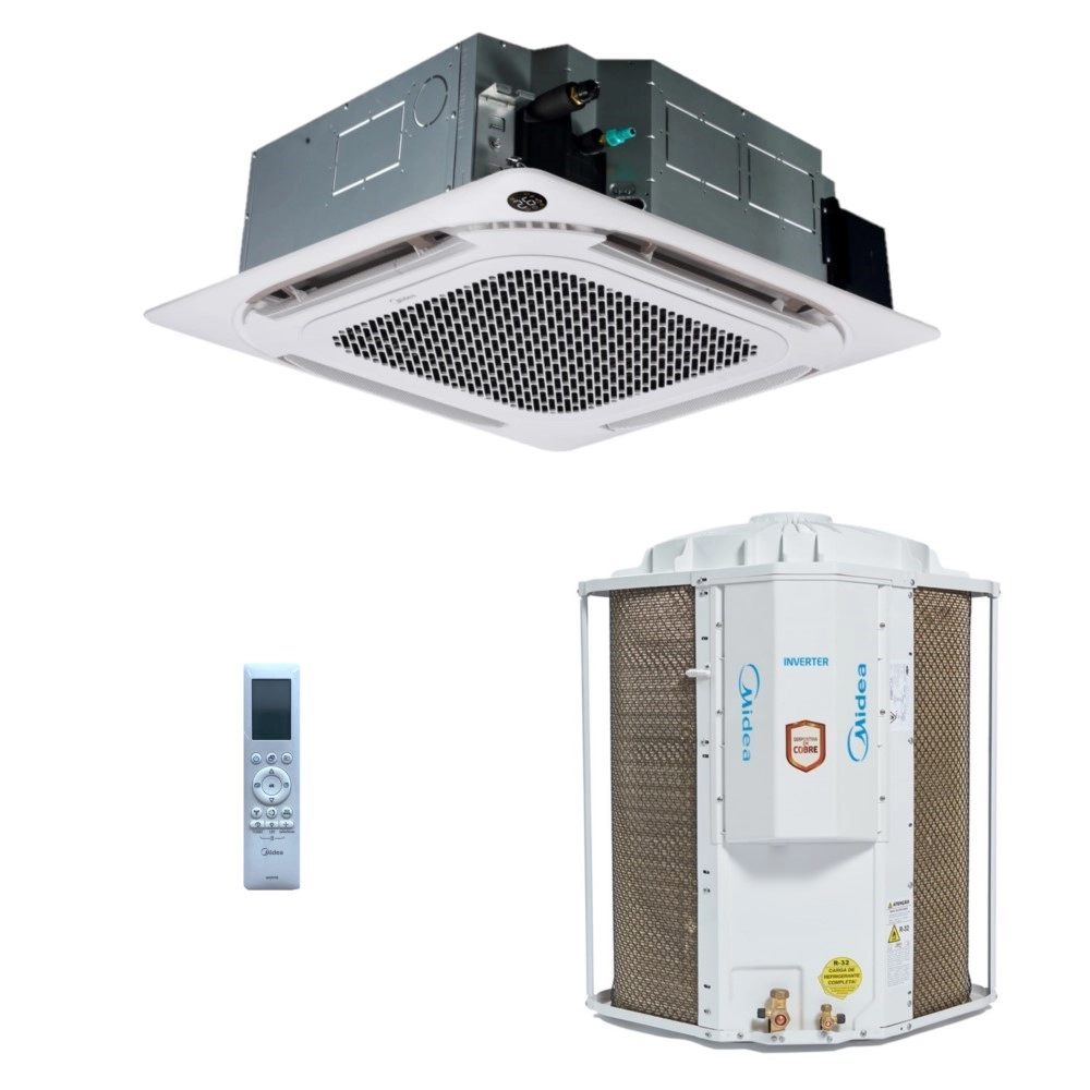 Ar-Condicionado Split Cassete Inverter 4 Vias Midea Connect 60.000 BTUs R-32 Só Frio 220V Monofásico