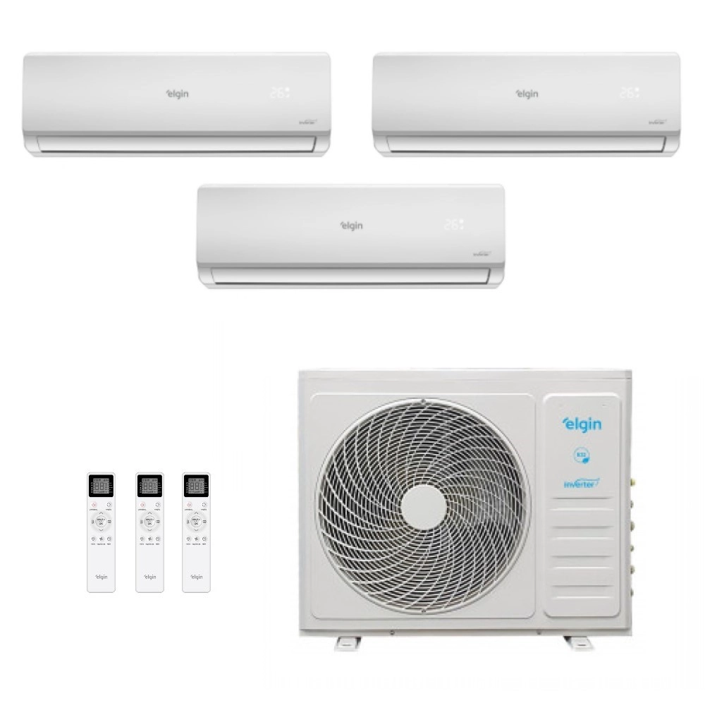 Ar-Condicionado Tri Split Inverter Elgin 27.000 (2x Evap HW 9.000 + 1x Evap HW 18.000) Quente/Frio 220V Ar-Condicionado Tri Split Inverter Elgin 27.000 (2x Evap HW 9.000 + 1x Evap HW 18.000) Quente/Frio 220V